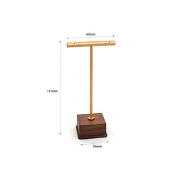 Elegant Copper and Wood Jewelry Display Stand for Necklaces and Earrings (T (small gold))