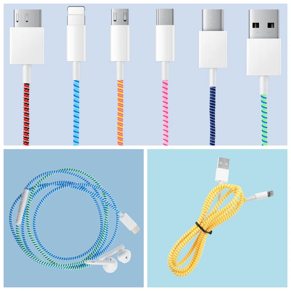 【Buy 5 Get 1 Free】1Pc 60Cm Spiral Cable Cord Protector Charger Protector Cable Winder For Charging Cable/Earphone Cable