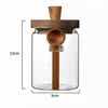 Kitchen Glass Jar Grains Coffee Beans Tealeaf Storage Containers with Wood Spoon Lid Clear Spice Jar Moisture-proof Storage Tank 6