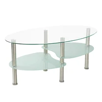 Table Basse Table de Salon Table à Thé Scandinave Forme Variable Style Contemporain Verre Laqué 3 Couches 90 x 45 x 43 cm 2