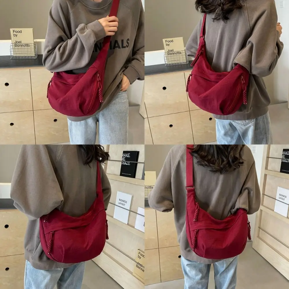 New Canvas Crossbody Bags Large Capacity Korean Simplified Sports Hobos Bag Lightweight Solid Color Shoulder Bag Women