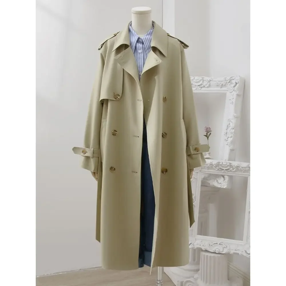 

Autumn Winter Long Sleeve Loose Women Trench Coat Solid Long Belt Overcoat Female Double Breasted Outerwear Lapel Jacket Korean