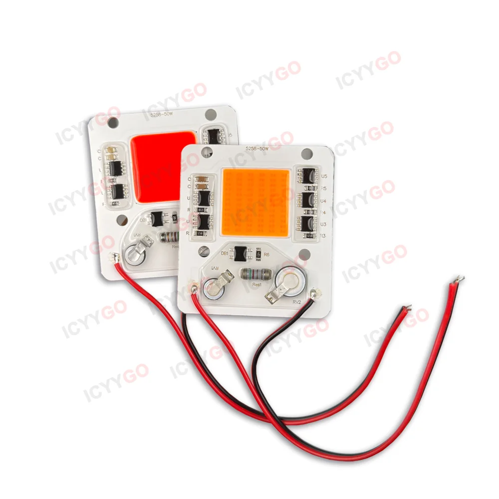 50 ワット COB AC220V スマ?ト IC ドライバ不要光源 DIY 投光器 LED チップ白赤紫 LED 電球スポットライト屋外照明