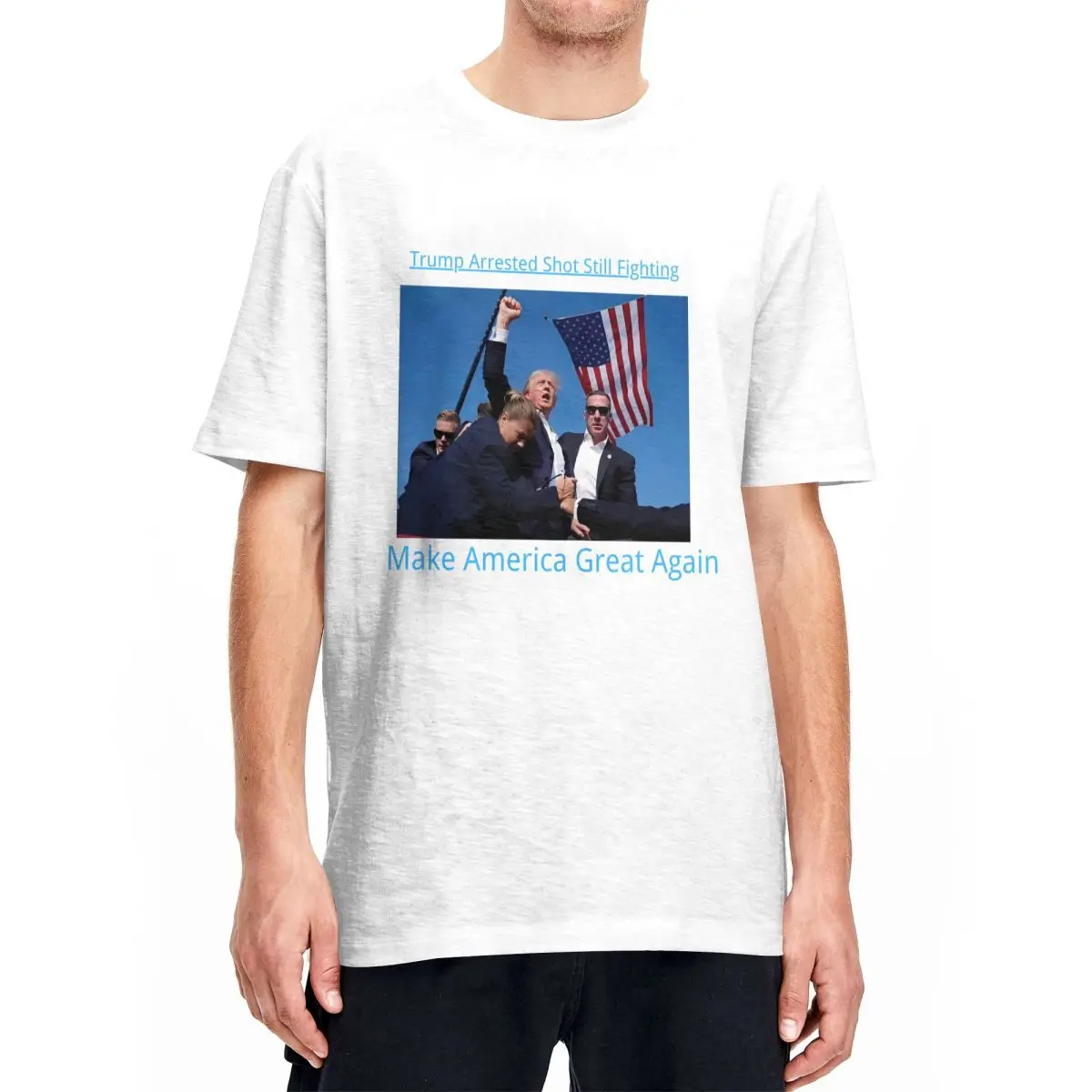 thumbnail image 1 of Camisetas de algodón para hombre con la frase "Arrestan a Trump y siguen luchando para hacer de Estados Unidos una gran nación", camisetas de verano con cuello redondo, tallas 4XL, 5XL y 6XL, 1 of 5