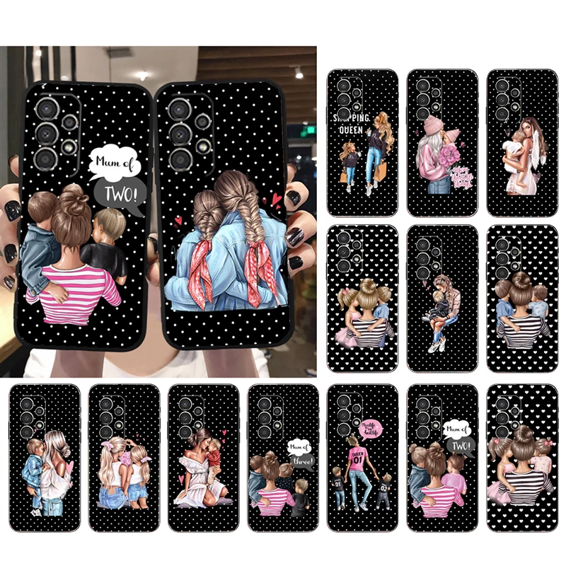 

Super Mom One Two Son Daughter Phone Case For Samsung Galaxy A52S A04S A21S A33 A23 A13 A14 A32 A52 A53 A54 A51 A71 M51