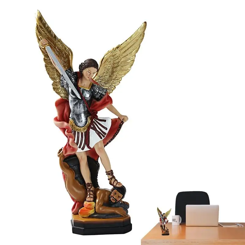 

Saint Michael Statue St. Michael San Miguel Arcangel Colored Statue St. Michael The Archangel Defeating Satan Figurine Religious