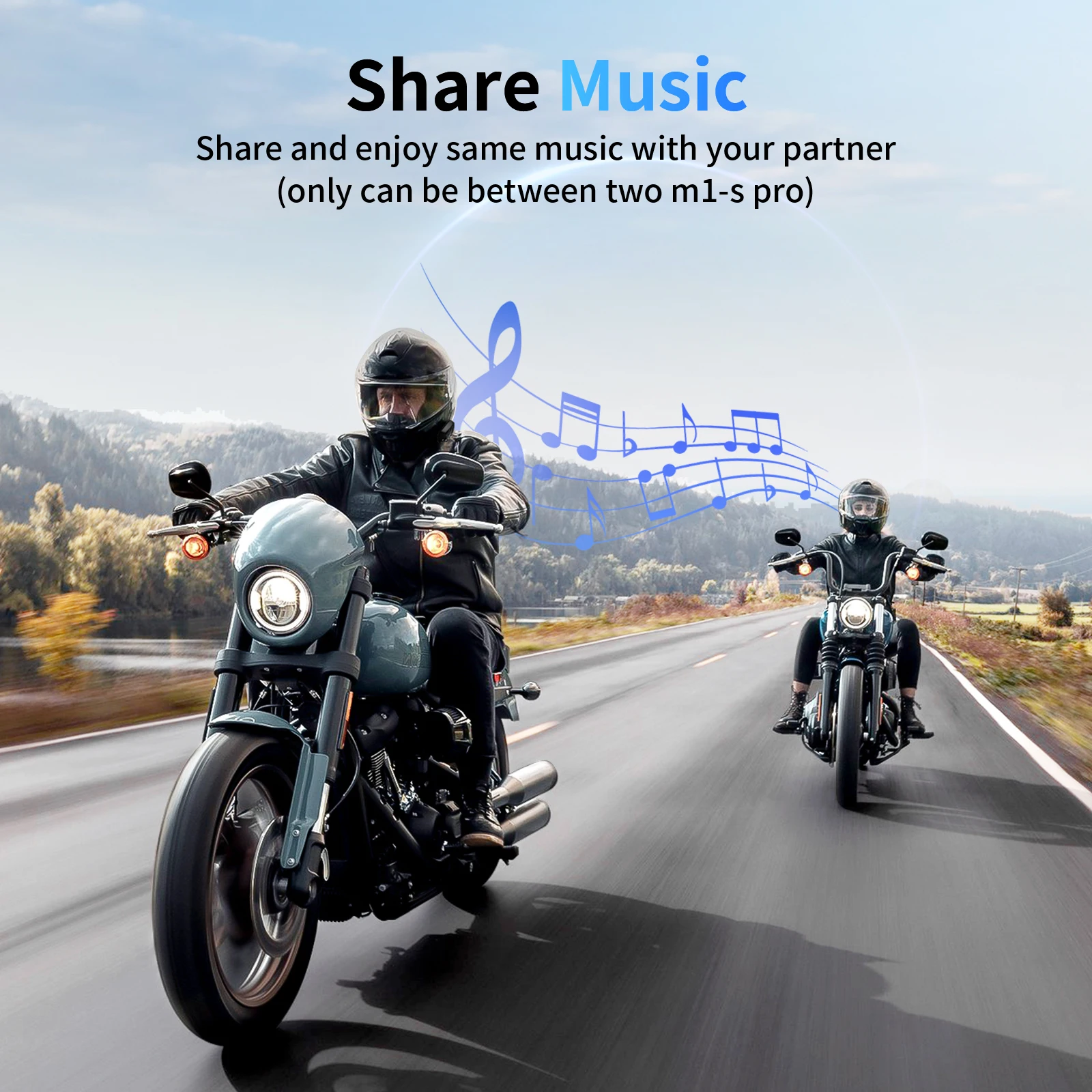 Fodsports M1-S Pro Motorcycle Intercom Bluetooth Helmet Headset 8 Riders 2000M Communicator BT Interphone,Share Music.