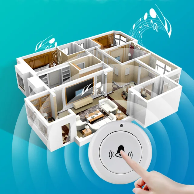 RF 433MHz Wireless Doorbell DC 5V USB Remote Controll Receiver Round Single Button Transmitter Door Bell Calls 30 Ringtongs 6