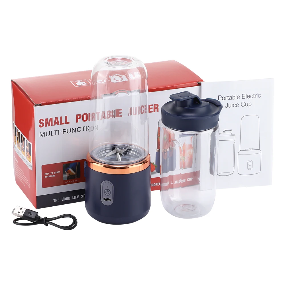 Mixeur Électrique Portable avec 6 Lames, Bouteille Multifonctionnelle pour Jus Frais, Smoothies, Glace Pilée et Préparation Culinaire