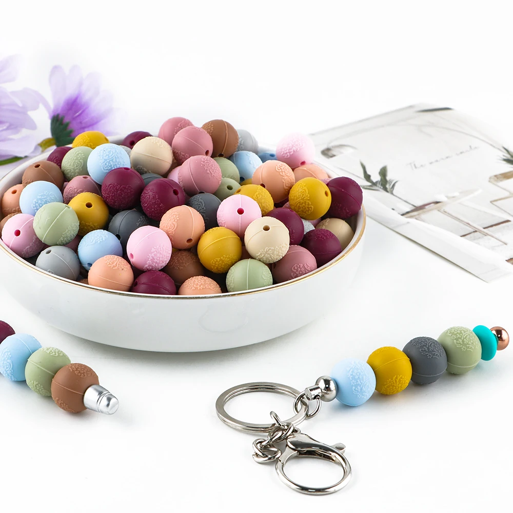 Set of 10 Embossed Silicone Craft Balls - 15mm