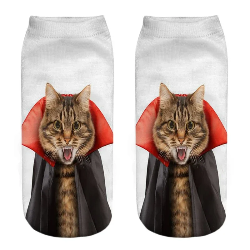 Creative Cartoon Kitten Low Ankle Socks - Unisex, Colorful, and Fun