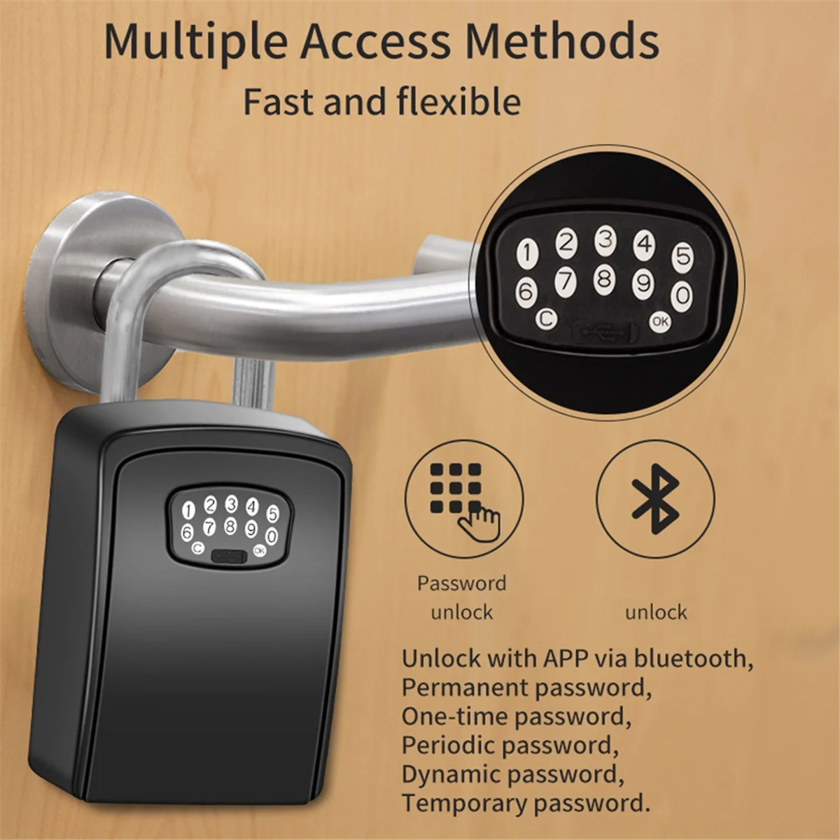 TUYA Smart Key Box Bluetooth Storage Lock Box Smart Life App Wall Mount Security Anti-Theft Lockbox-Password