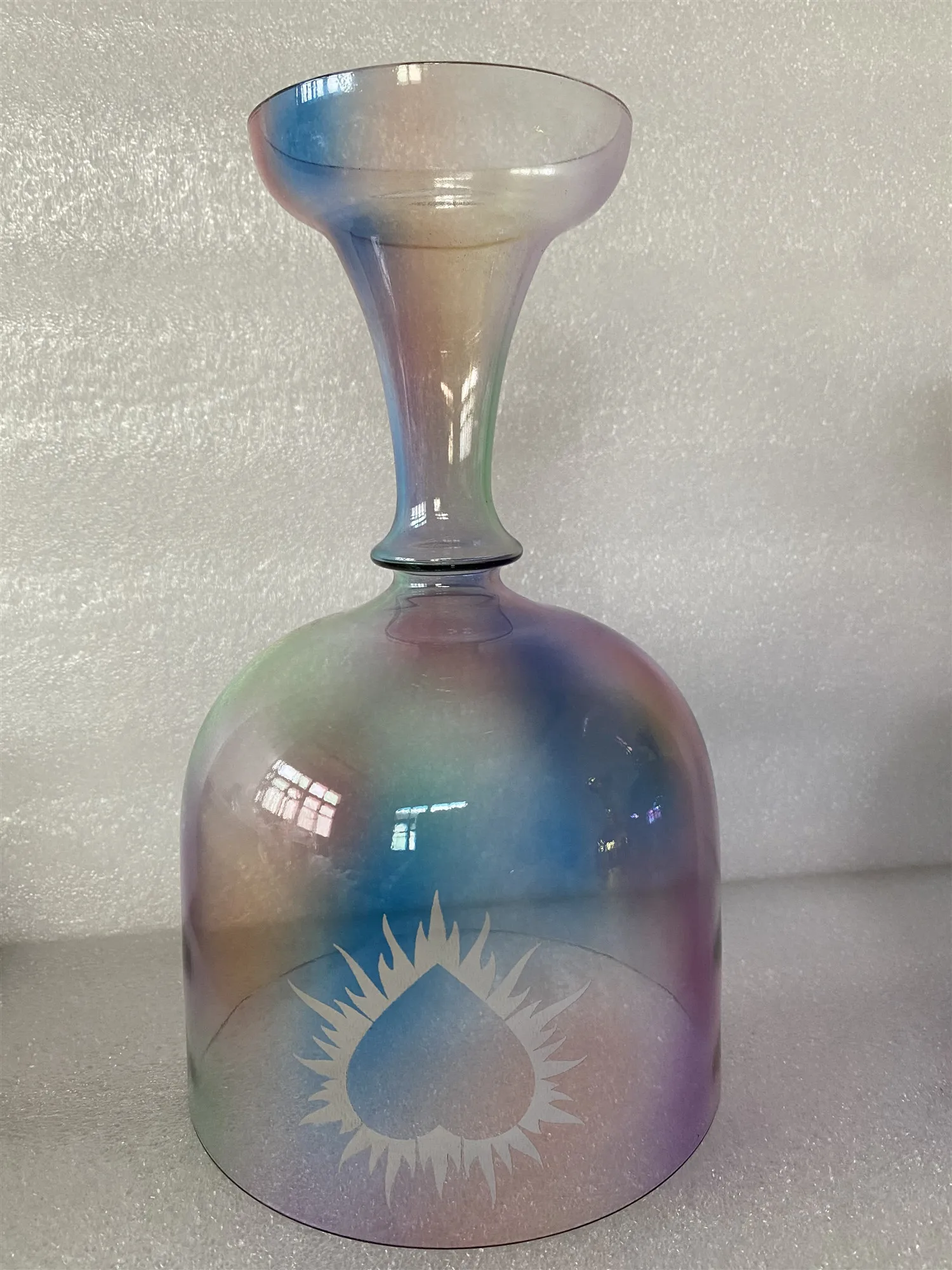 3rd octave A# note Pineal or B note Crown chakra Clear Rainbow crystal singing chalice with engraving for sound healing 432Hz.