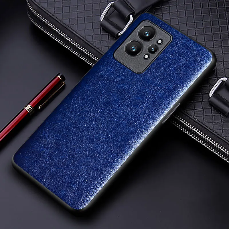 Luxury PU Leather Business Style Phone Case - Solid Color Design
