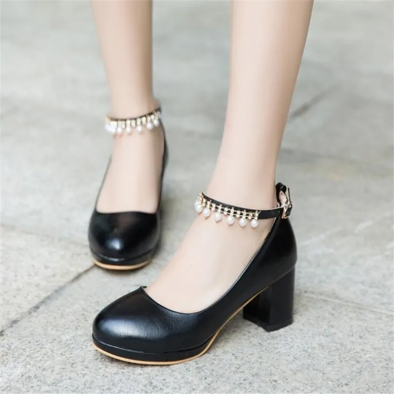 Girls Pearl Occasion Shoes With Heels