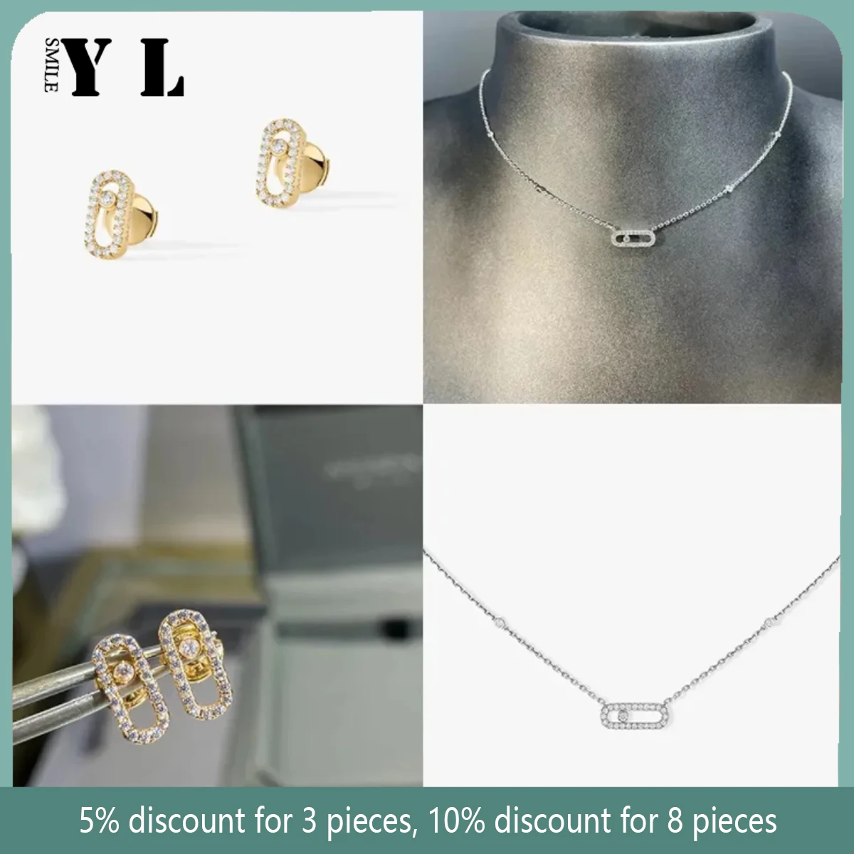 

Original Luxury Brand European and American Style 925 Sterling Silver Double Necklace for Women. Classic. MOVE