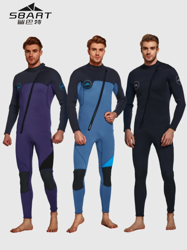 

SBART New 3MM diving suit men's diagonal zipper cold and warm one piece diving and surfing clothes wholesale swimsuits