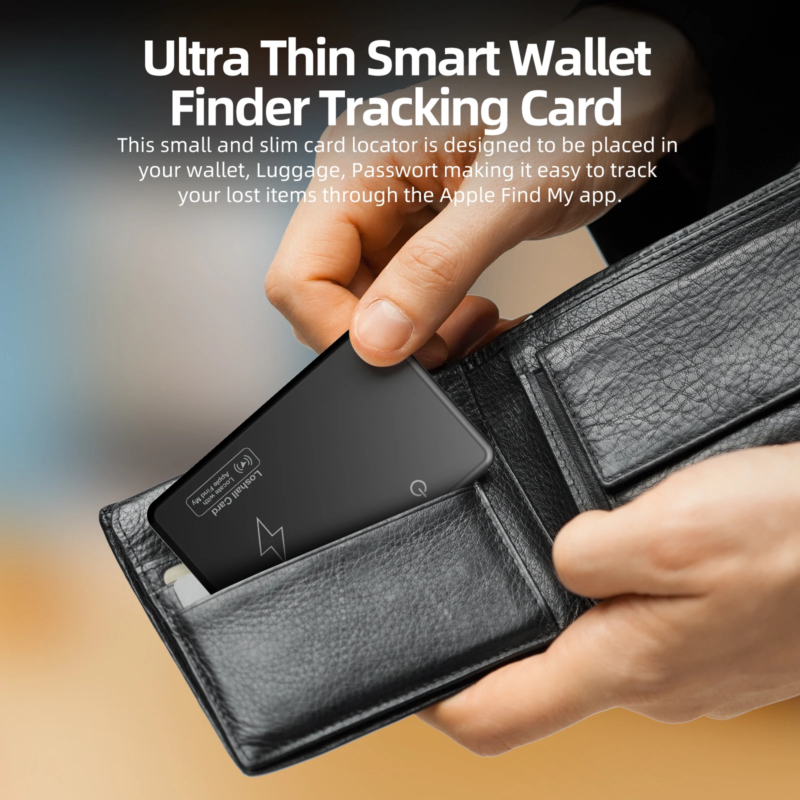 Wallet GPS Tracker Card Finder Works with Apple Find My Finder Locator For Lugga