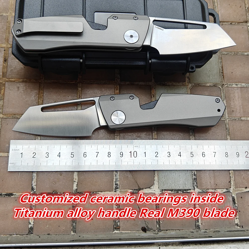 JUFULE Real M390 WinterSpudding Customized Ceramic Bearing Titanium Pocket EDC Tool Fishing Camping Hunting Pencil Folding Knife 3