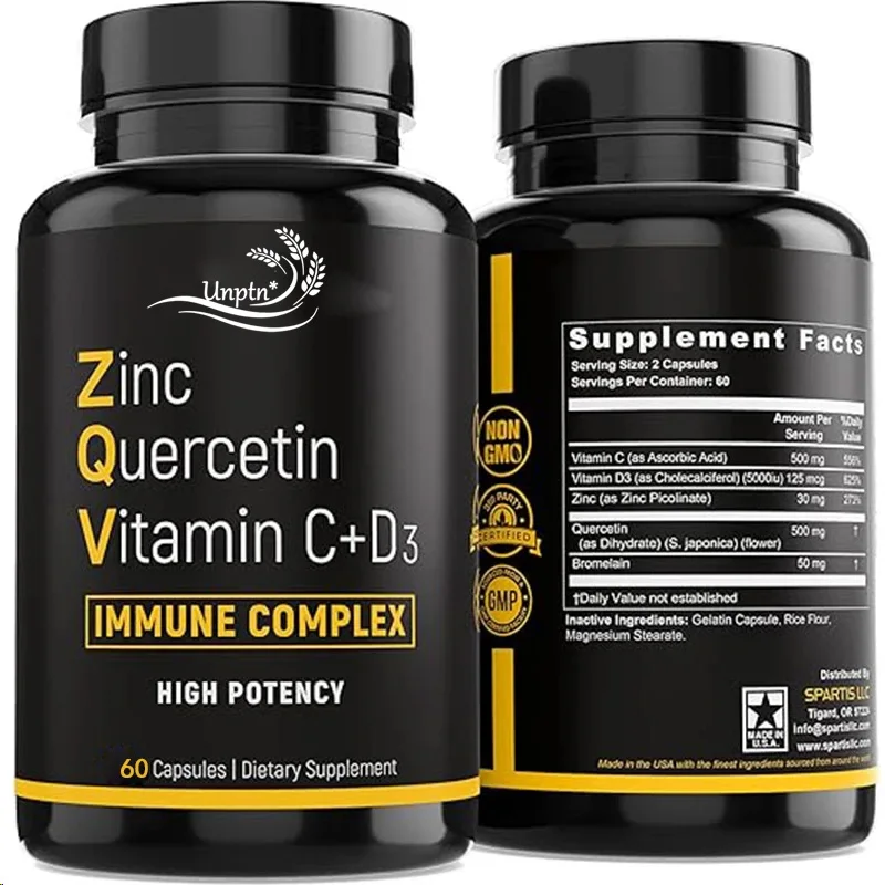 Zinc Quercetin 500mg Vitamin C Vitamin D3 Bromelain Immune Support Efficient Quercetin Zinc Supplement