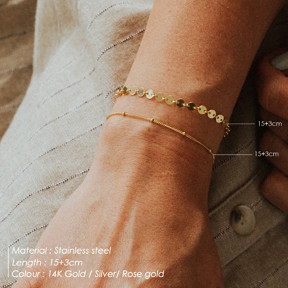 HEVOCY Bracciale A Catena Con Anello Per Donna - Placcato Oro, Lungo 16,5 Cm+estensore, Ipoallergenico, Regalo In Confezione