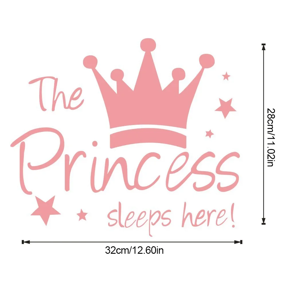 The Princess Sleeps Here The Crown Custom Girls Room Wall Stickers DIY Wall Decoration Nursery Kids Baby Room Wall Sticker 6
