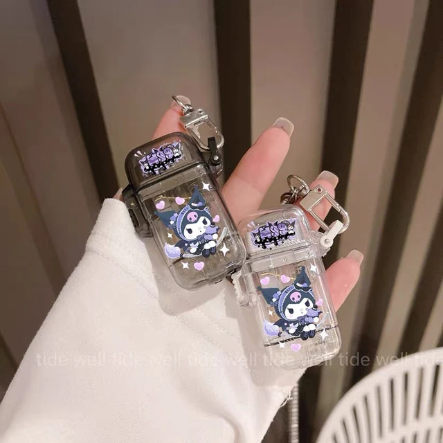 Hello Kitty Sanrioed Lighter Necklace Creative Igniter Kuromi My Melody Anime Cartoon Windproof Red Flame Lighter Fast Delivery 3