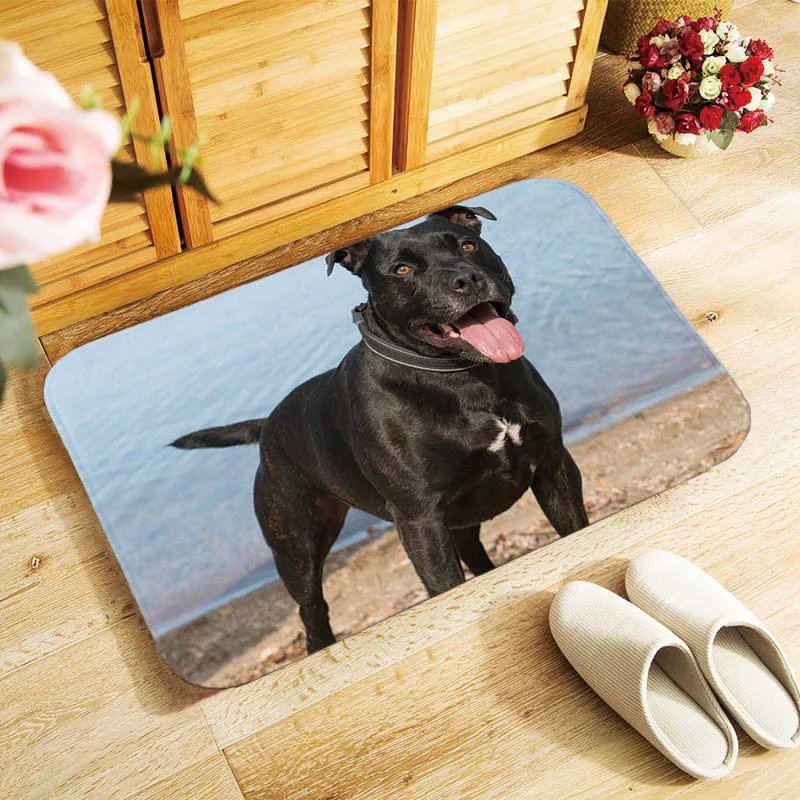 2019 New Cute Dogs Bullterrier Stafter Bull Terrier Zerbino Tappetini D'Ingresso Tappetini Antiscivolo Per Interni Ed Esterni 40X60Cm