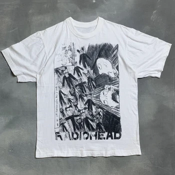 Radiohead Vtg T ShirtVtg Radiohead promocyjny T shirttom YorkeEnglish zespół rockowy T ShirtAlternative RockIndie Rock tanie i dobre opinie Daily SHORT CN (pochodzenie) COTTON Cztery pory roku Na co dzień Z okrągłym kołnierzykiem X611935 Sukno Drukuj