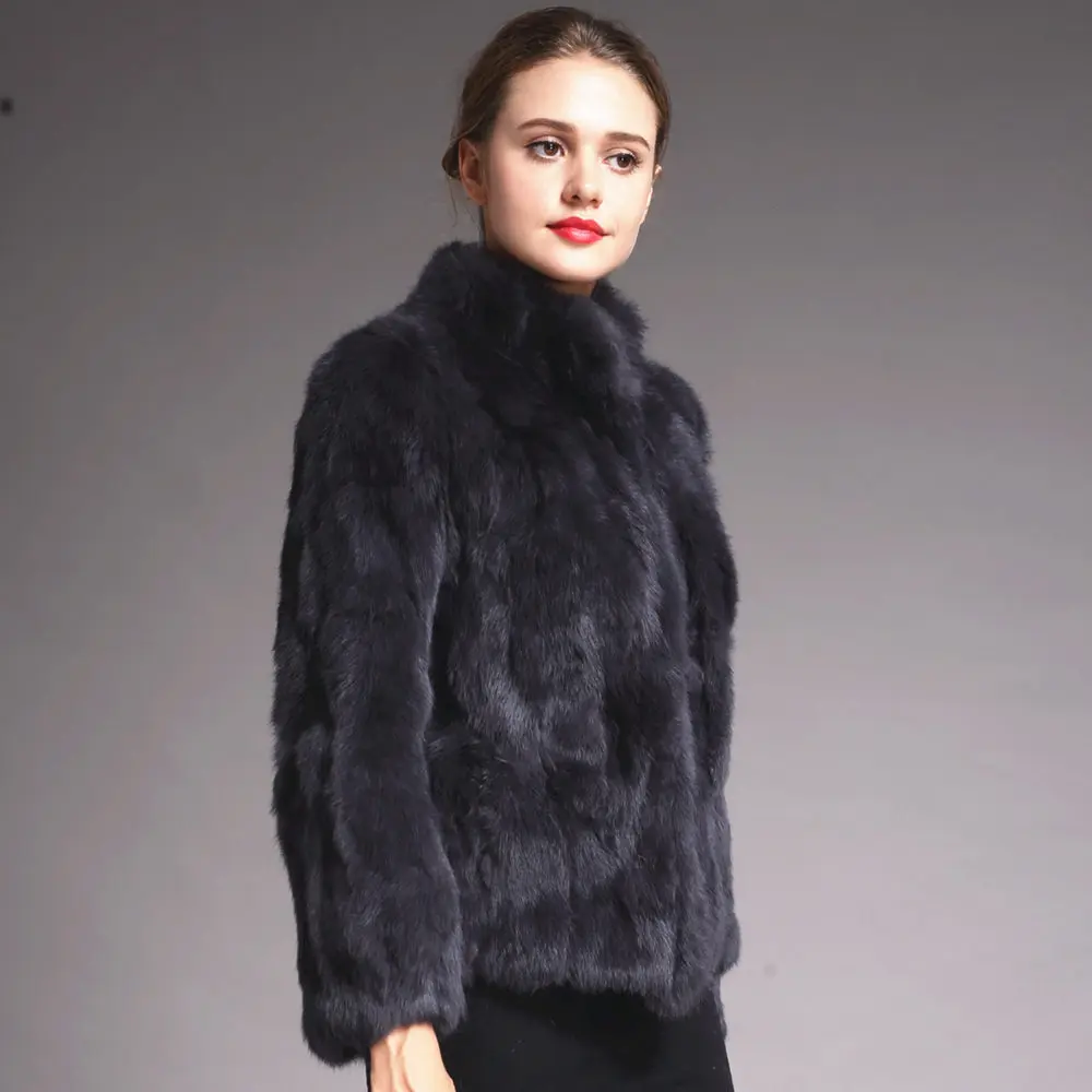Natural Rabbit Fur Coat Women Winter Jacket Real Leather And Fur Bolero Women's Clothing Female Outerwears With 2024 Black Cold 4