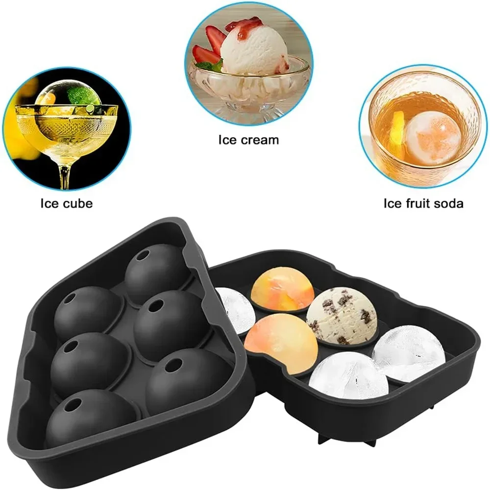 Silicone Ice Ball Maker Large 3D Big Round Sphere Ice Shape Cube Mold Tray for Freezer Whiskey Cocktail Bar Tools
