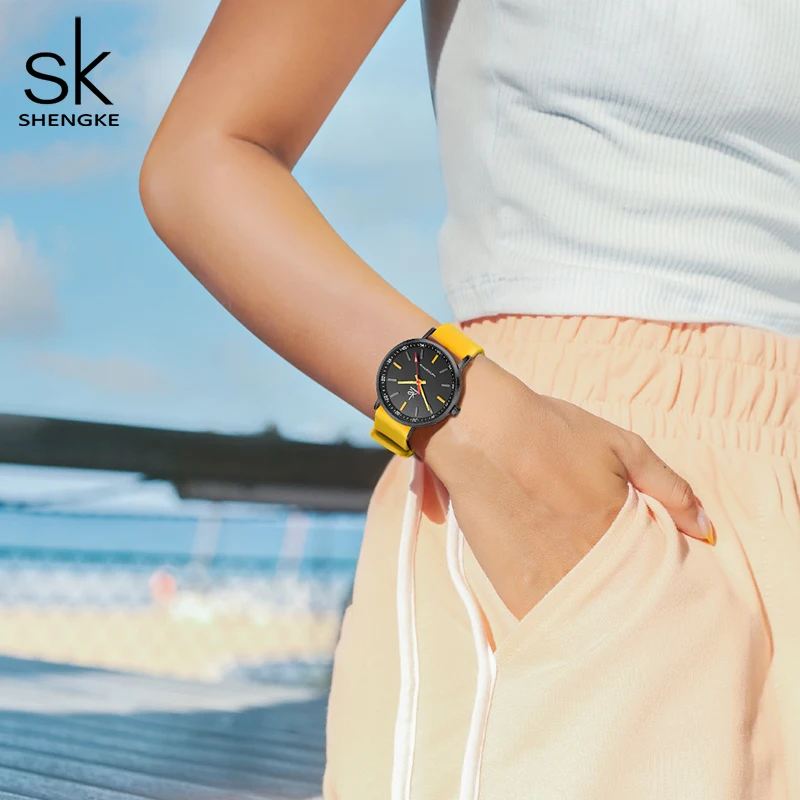SHENGKE Sports Women Silicone Strap Watches New Design For Woman SK Quartz Wristwatches Original Ladies Clock Relogio Feminino 6