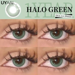 Vibrant Color Contact Lenses - Purple, Blue, Gray Options (Halo Green)