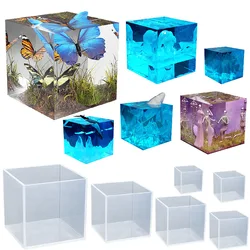 Clear Silicone Cube Molds Large Deep Square Epoxy Resin Mold Transparent Cube Silicone Molds for Resin Casting DIY Wedding Gift