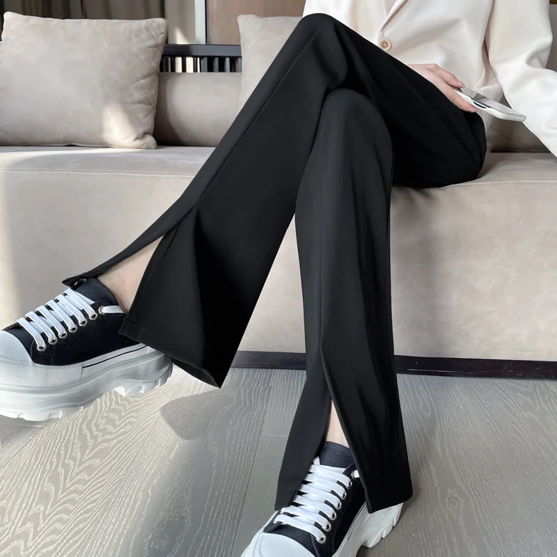 

Suit Wide-leg Pants Spring and Summer High-waist Drape Slim Straight Casual Pants High-end Loose Slit Pants Women's Clothing