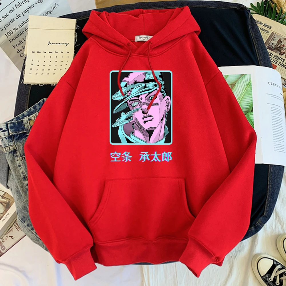 

Anime Hoodies Jojo'S Bizarre Adventure Kujo Jotaro Graphic Print Woman O-Neck aesthetic Pullover Autumn Fleece Females Hoodie