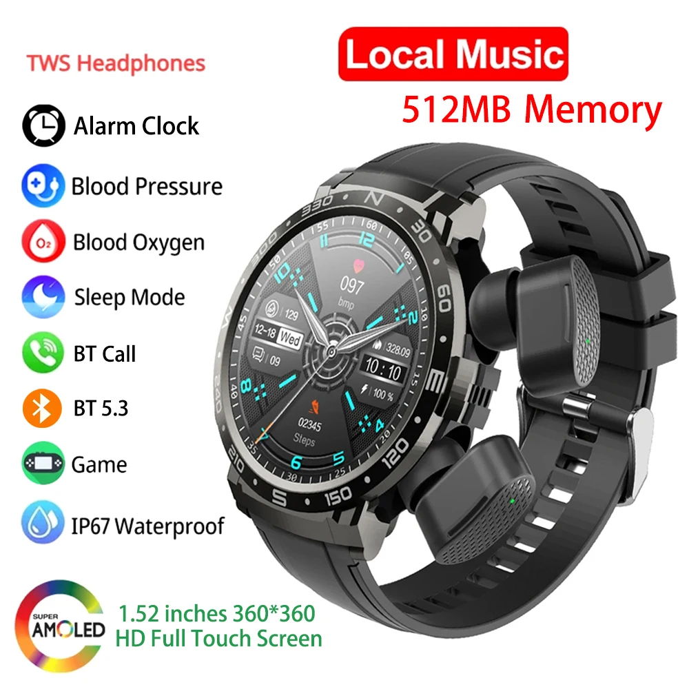 Smart Watch Headphone Smart Watch TWS 2-in-1 Wireless Bluetooth Dual Headphone Connection Mobile Fitness Sports