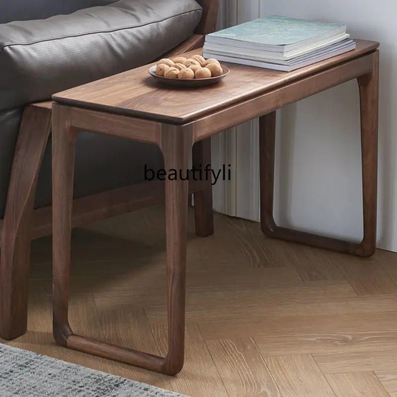 

Solid Wood Marble Small Table Solid Wood Sofa Corner Table Black Walnut Wooden Sofa Side Table