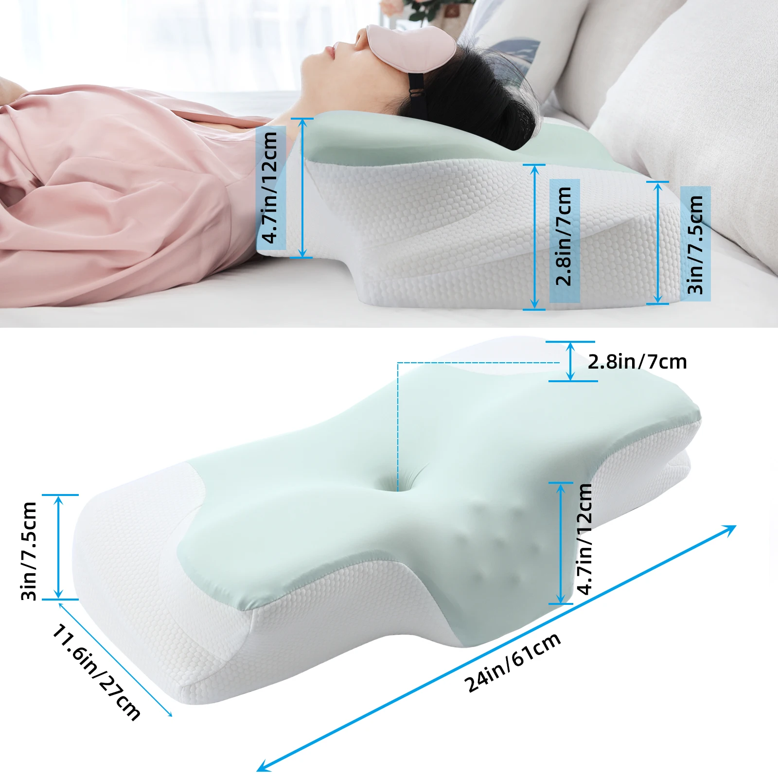 Almohada de espuma viscoelástica Cervical para el dolor de cuello