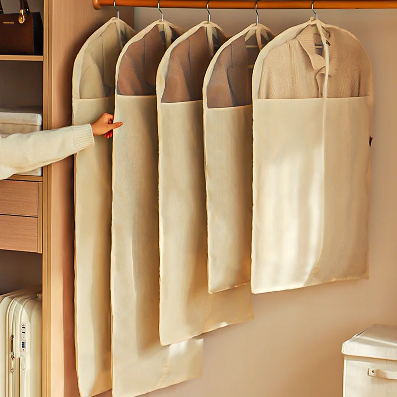 Luxury Thickened Cotton Linen Breathable Clothing Dust Cover Wardrobe Hanging Storage Bag Suit Coat Dress Dustproof Garment Bag 6