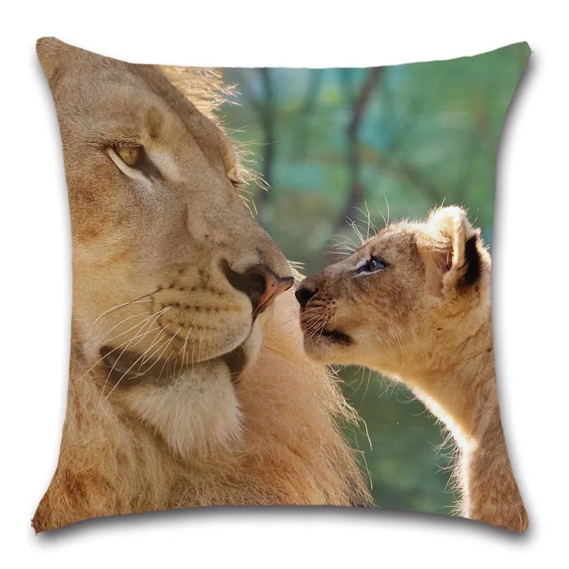 

Baby Animal Love Family Cushion Cover, Big Cat Decorative Home , Sofa Chair, Car Seat, Friend Bedroom Pillowcase, Gift for Kids