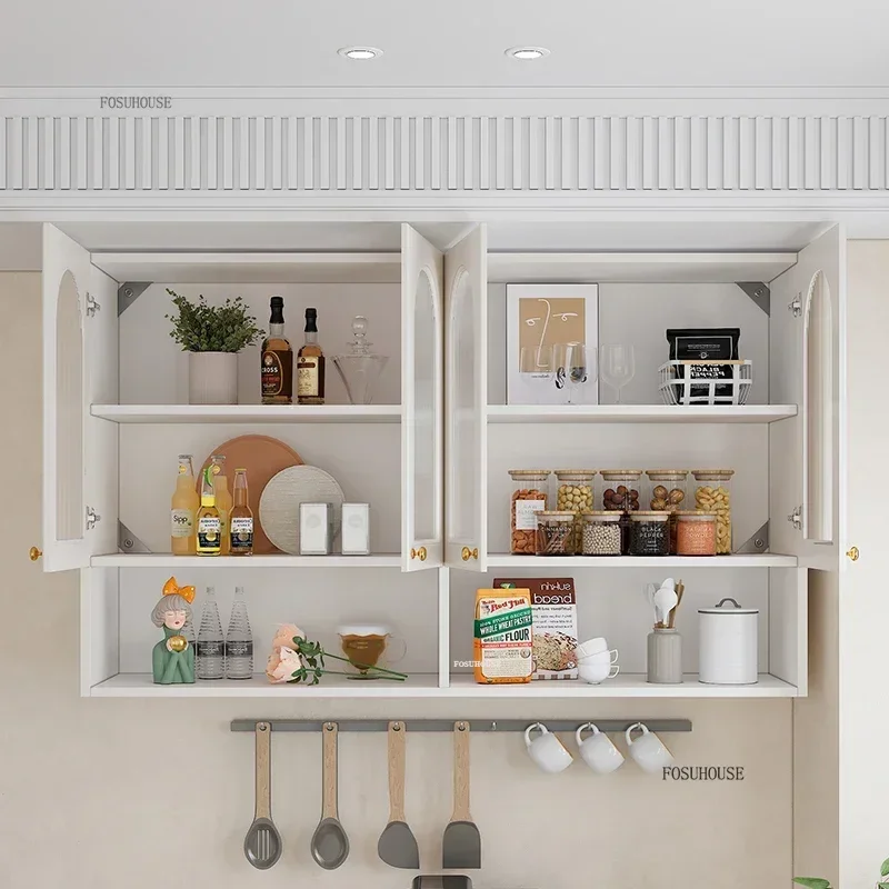 Nordic Multi-functional Kitchen Cabinets Home Kitchen Storage Cabinets Cream Style Living Room Restaurant Wall-mounted Cabinets 5
