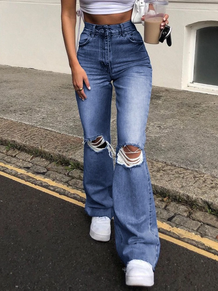 Ripped Jogger Jeans Women, High Waist Ripped Baggy Jeans