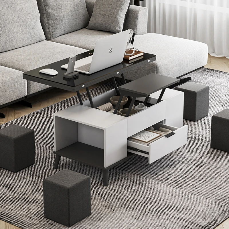 Nordic-living-room-small-unit-multi-functional-hydraulic-lifting-coffee ...
