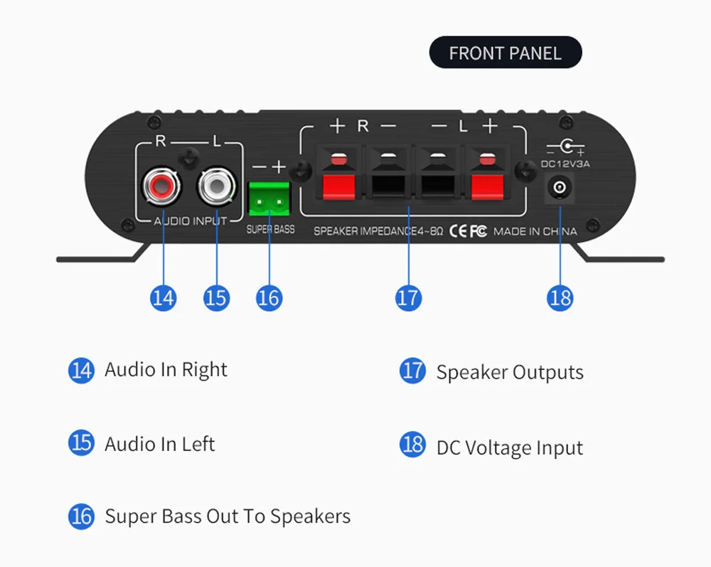 Audio Amplifier LEPY838USB Bluetooth Subwoofer Amplifier Computer 12V Car Home A