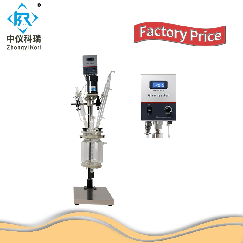 

SF-1L Chemical Borosilicate Lab Jacketed Glass Reactor Reaction Vessel Kettle with Double Layer Reactors Heating Transfe