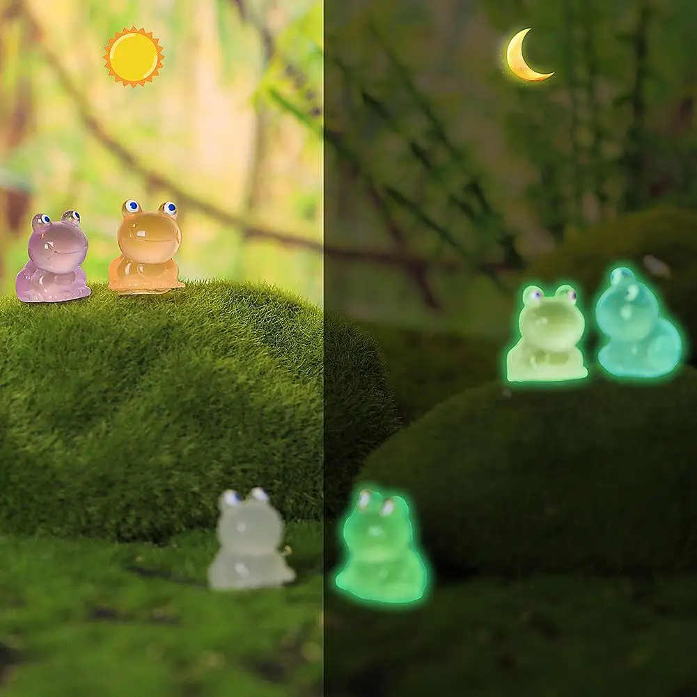 

140PCS Resin Mini Frog Glowing In The Dark Tiny Frogs Figurines Miniature For Fairy Garden Bonsai Craft Decor K7C8