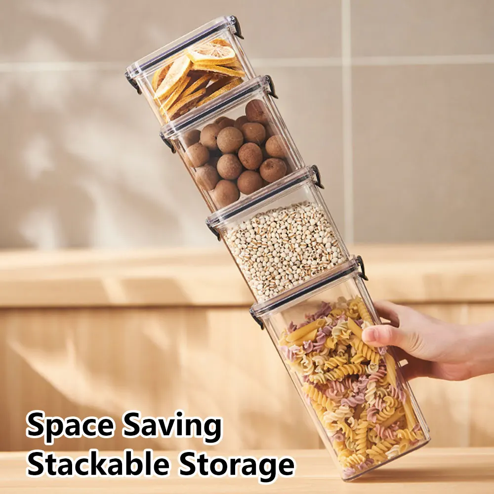460-1800ml Sets Stackable Kitchen Sealed Jar Plastic Food Storage Box  Fridge Storagetank Containers With Lid Multigrain Tank - Bottles,jars &  Boxes - AliExpress