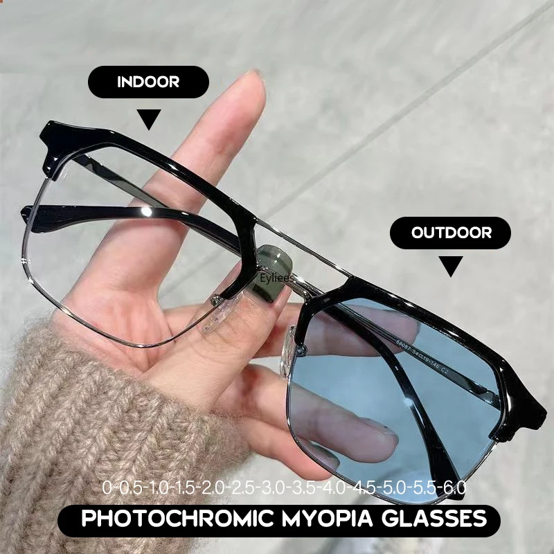 

Photochromic Myopia Glasses Ultralight Anti Blue Light Colorchange Myopic Eye Glasses Unisex Discoloration Myopic Eyewear