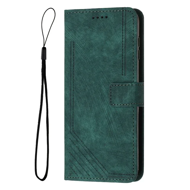 Elegant Matte Leather Magnetic Flip Phone Case Cover in Black